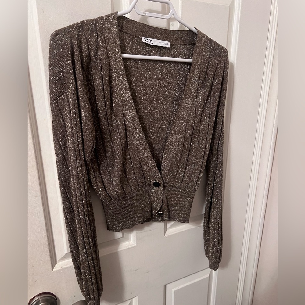 Zara glitter plunge sweater